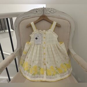 🍋 2T Pottery Barn for Jessi Raulet Embroidered Lemon Toddler Sundress NWT